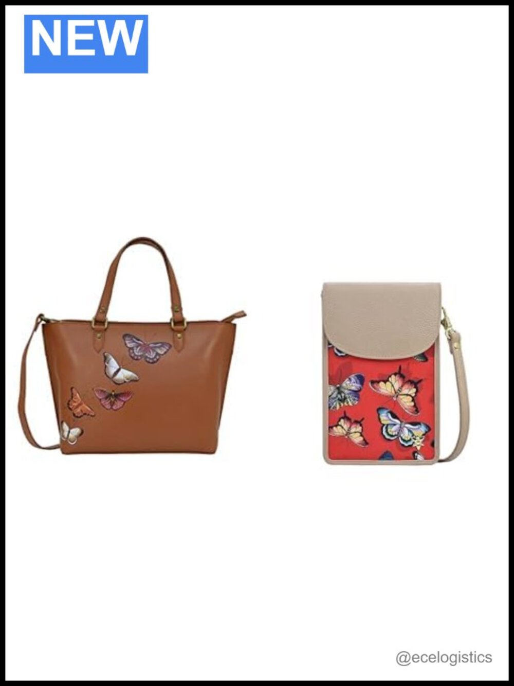 Hand-Painted Leather Tote with RFID Wallet Set